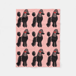 Black Standard Poodles Pink Fleece Blanket
