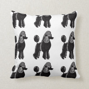 Black Standard Poodles Square Pillow