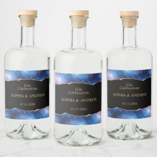 Black & Star Blue Gold Mariage Liquor Étiquette bo