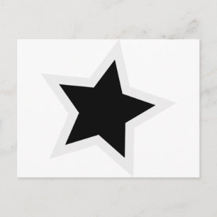 Black Star Bold White Outline Postcard