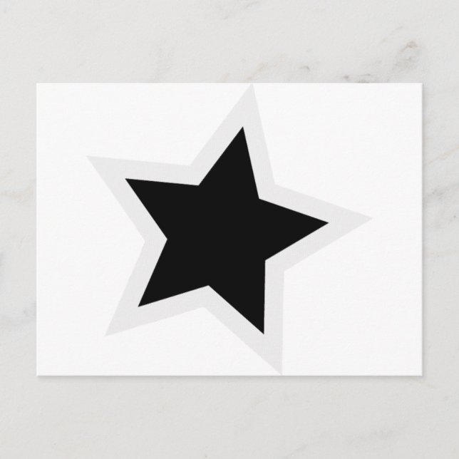 Black Star Bold White Outline Postcard (Front)