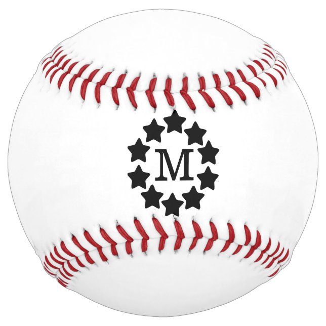 Black Star Frame Monogrammed Softball (Front)