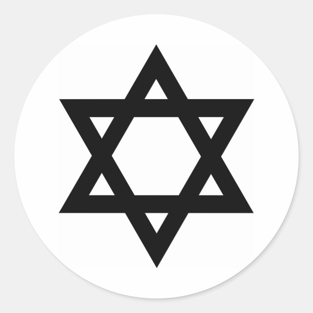 Black Star of David Classic Round Sticker (Front)