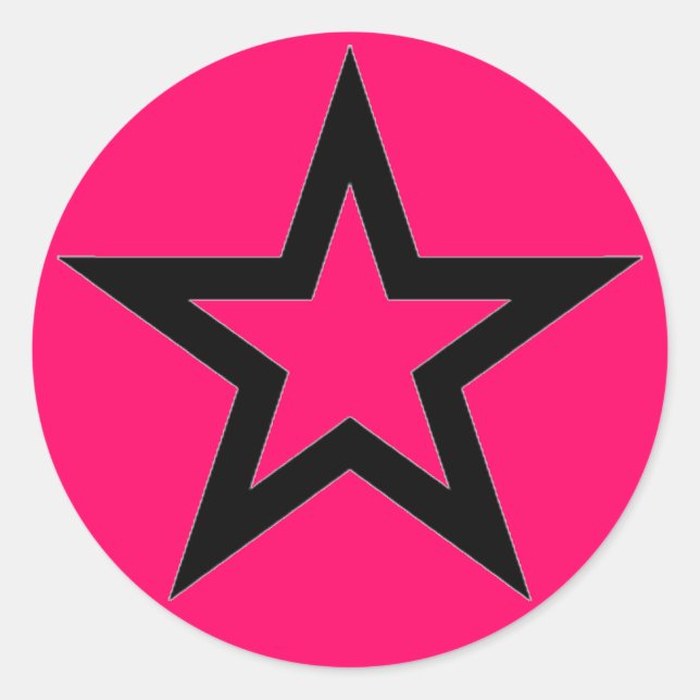 Black Star on Pink - Sticker (Devant)