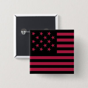 Black Star-Spangled Banner America Flag 2 Inch Square Button