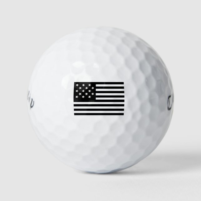 Black Star-Spangled Banner America Flag Golf Balls (Front)