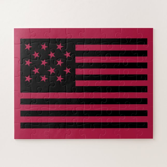 Black Star-Spangled Banner America Flag Jigsaw Puzzle (Horizontal)
