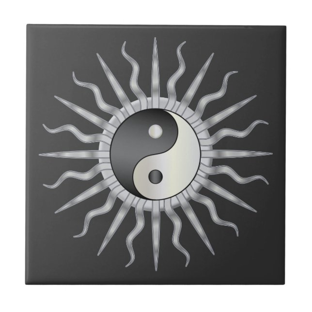 Black Starburst Yin Yang Tile (Front)