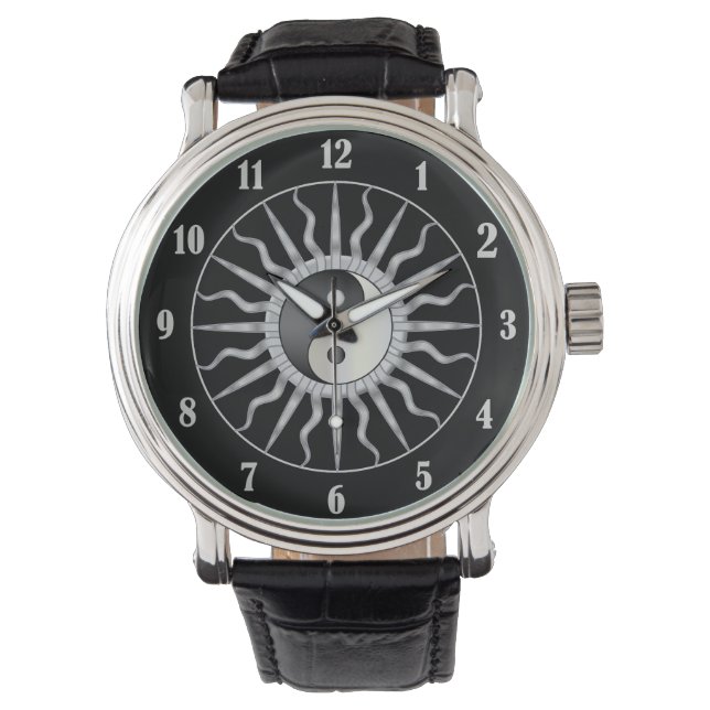 Black Starburst Yin Yang Watch (Front)