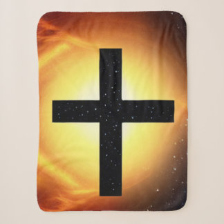 Black Starry Cross in Space Sherpa Blanket
