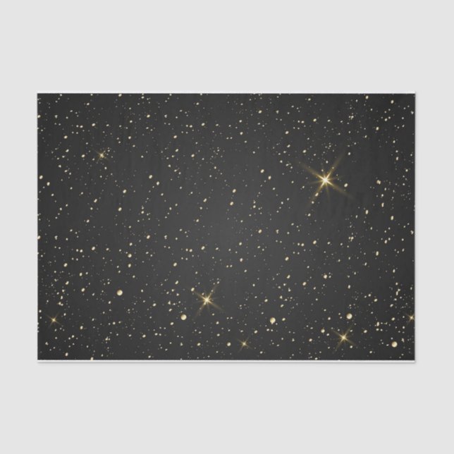 Black Starry Night Abstract Galaxy  Tissue Paper (Front)