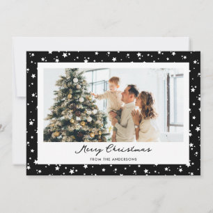 Black Starry Photo Merry Christmas Holiday Card
