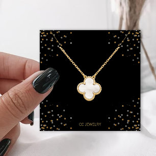 Black Stars Jewerly Necklace Display Square Business Card