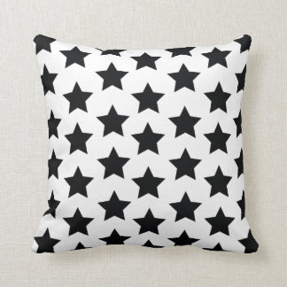 Black Stars, Modern Monochrome Stylish Cushion. Throw Pillow