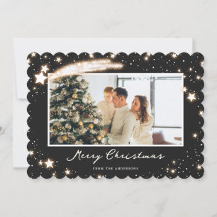 Black Stars Moderne Photo Neige Joyeux Noël Carte