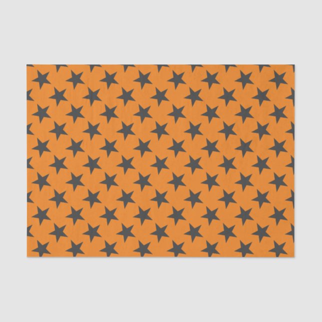 Black Stars on Pumpkin  Tissue Paper (Front)