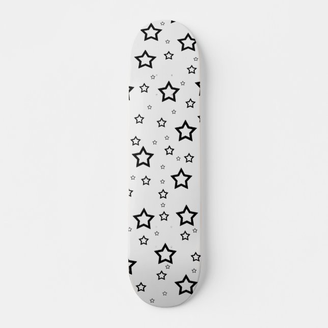 Black Stars on White Background: Skateboard (Front)