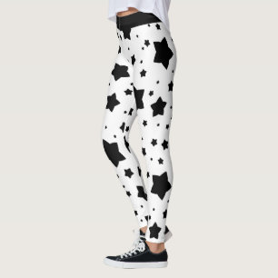 Black Stars on White Leggings