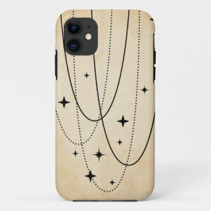 Black stars orbits  faded retro boho planet path iPhone 11 case