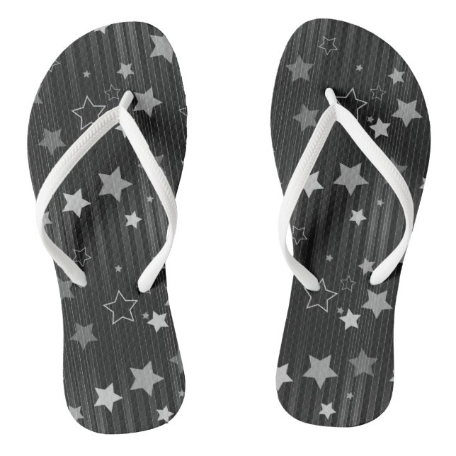 Black Stars Pattern Flip Flops (Footbed)
