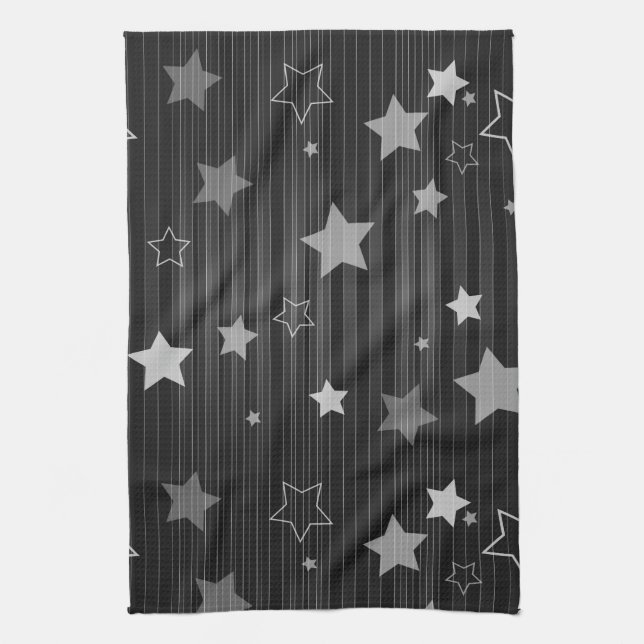 Black Stars Pattern Kitchen Towel (Vertical)