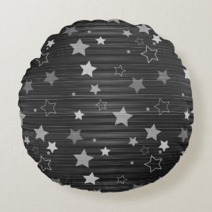 Black Stars Pattern Round Pillow