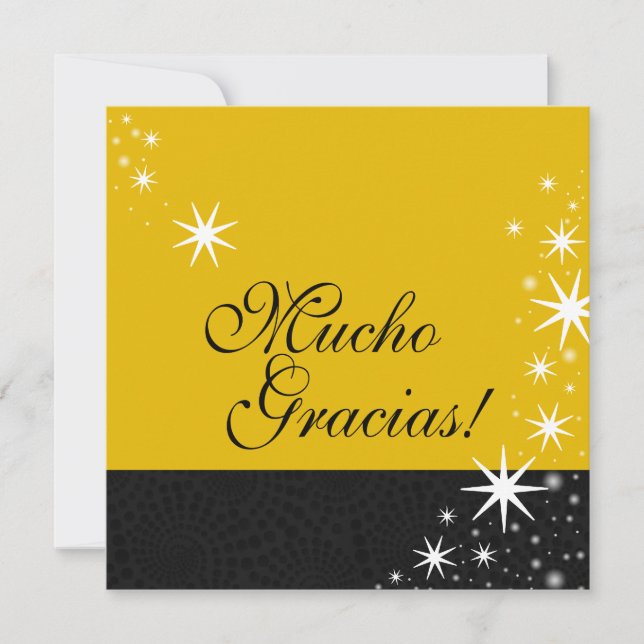 Black Stars Quinceañera Mucho Gracias Note Card (Front)