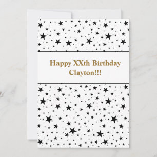 Black Stars With Message Birthday Invitation