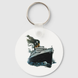 Black steamer ship keychain