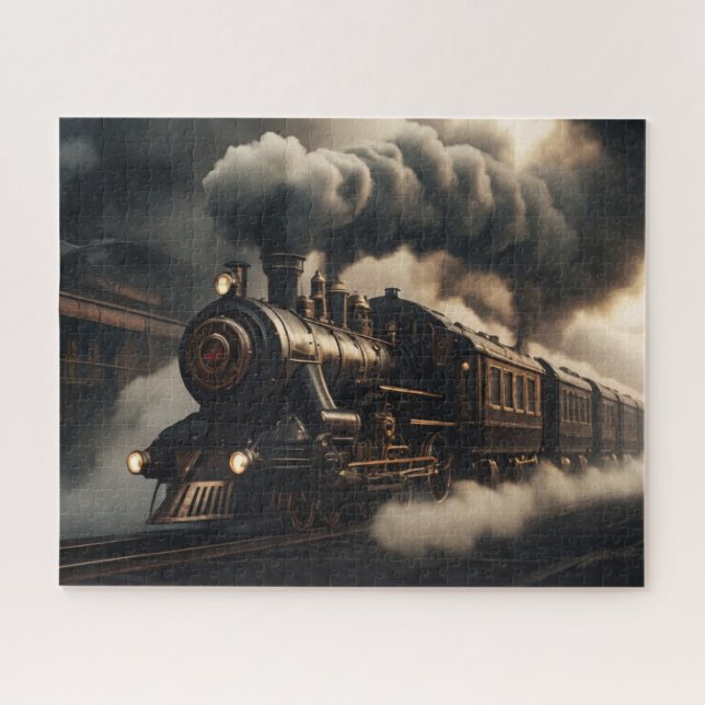 Black Steampunk Train Jigsaw Puzzle (Horizontal)