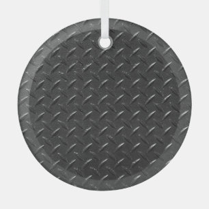 Black steel, fluted metallic texture. glass ornament