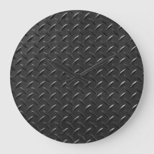 Black steel, fluted metallic texture. large clock