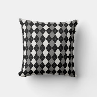 Black & STEEL GREY Diamonds ARGYLE Pattern Throw Pillow