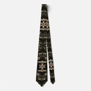 Black Steel Grey Silver Architectural Abstract Art Tie