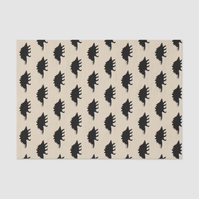 Black Stegosaurus Dinosaurs Print Tissue Paper (Front)