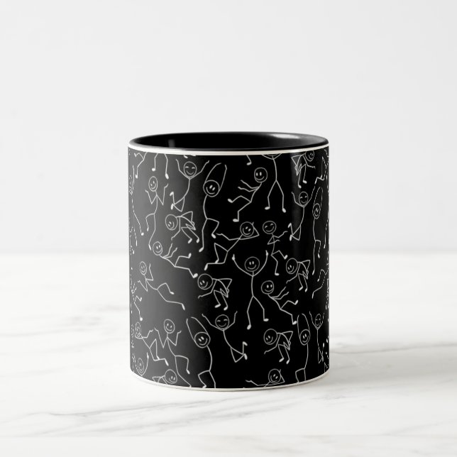 Black Stick Figure Pattern Mug | Funny Minimalist  (Center)