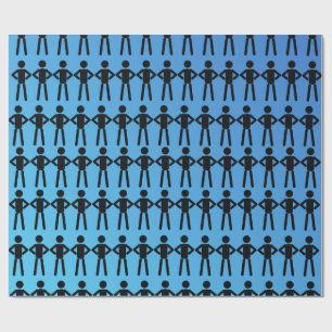 Black Stick Men Wrapping Paper