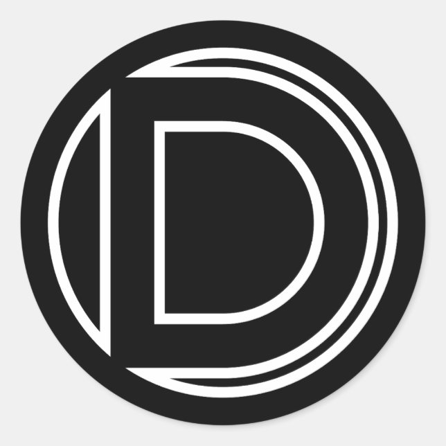 Black Sticker Circle Letter D (Front)
