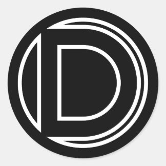 Black Sticker Circle Letter D