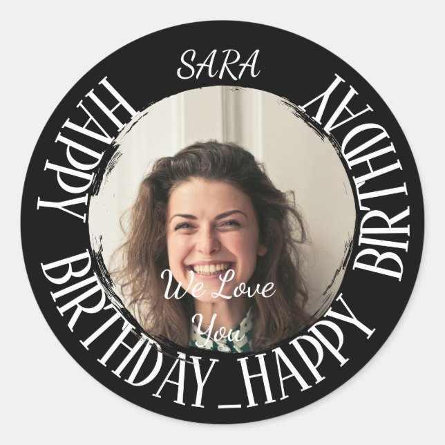 black Sticker for birthday fully customizable (Front)