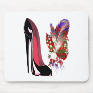 Black Stiletto Shoe and Bouquet Mouse Pad