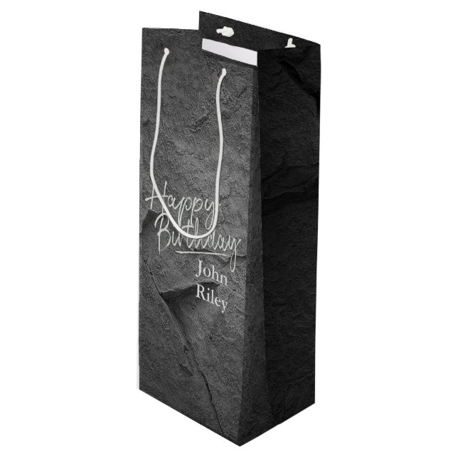black stone slate wine gift bag (Front Angled)