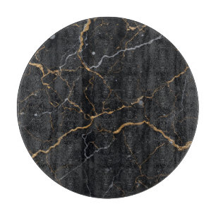 Black Stone with Gold & Silver Veins Cutting Board