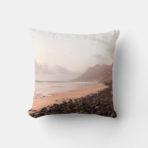 BLACK STONES ON SEASHORE THROW PILLOW