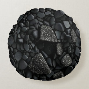 Black Stones Round Pillow