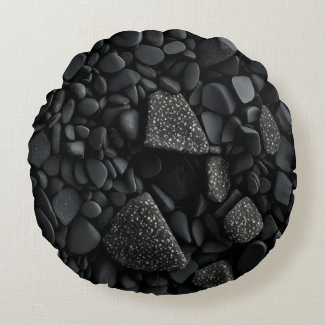 Black Stones Round Pillow (Front)