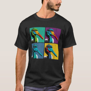 Black Stork Pop Illustration Colorful Animal Men T-Shirt