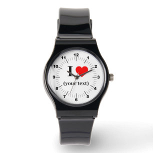 Black Strap Watch - Custom I Heart(add image/text)