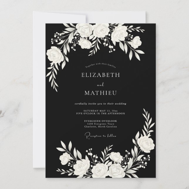 Black Striking Modern Wedding Invitation (Front)