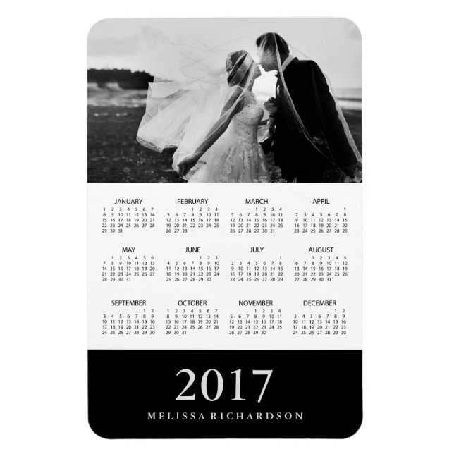 Black Stripe | Elegant 2017 Photo Calendar Magnet (Vertical)